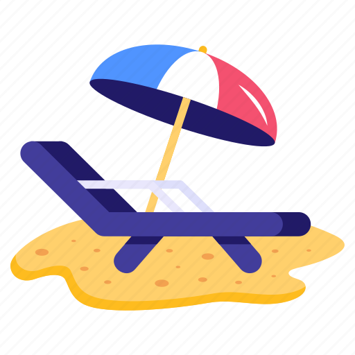 Suntan, beach bed, ratan chair, deck chair, sunshade icon - Download on Iconfinder