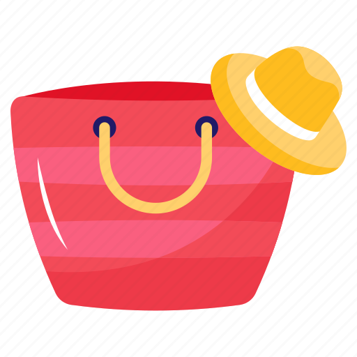 Handbag, bag, hat, beach accessories, holiday icon - Download on Iconfinder
