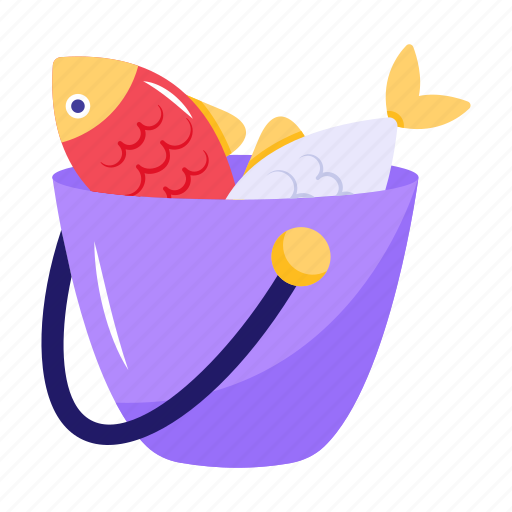 Seafood, fish bucket, fish basket, fishing, food icon - Download on Iconfinder