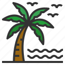coconut, tree, tropical, palm, summer, beach, sea