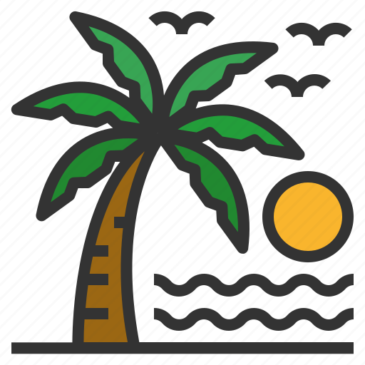 Coconut, tree, tropical, palm, summer, beach, sunset icon - Download on Iconfinder