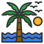 coconut, tree, tropical, palm, summer, beach, sunset 