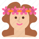woman, hawaiian, head, flower, decoration, accessories