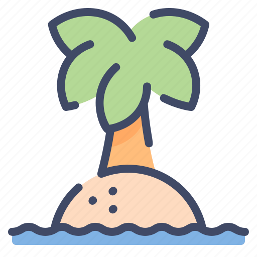 Beach, coconut, island, palm, sand, sea, tree icon - Download on Iconfinder