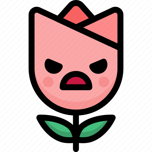 Angry, emoji, emotion, expression, face, feeling, tulip icon - Download on Iconfinder