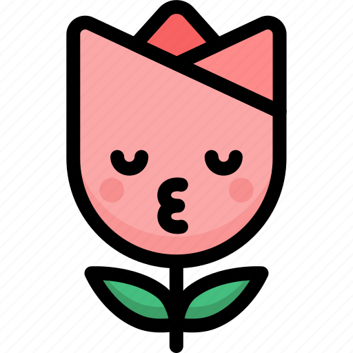 Emoji, emotion, expression, face, feeling, kiss, tulip icon - Download on Iconfinder
