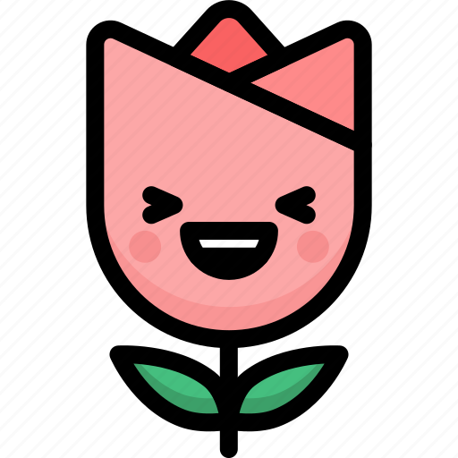 Emoji, emotion, expression, face, feeling, laughing, tulip icon - Download on Iconfinder
