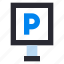 public transportation, transport, parking, sign, parking lot 
