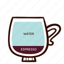 americano, espresso, coffee, drink, whater