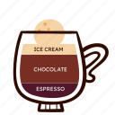 glace, coffee, chocolate, ice cream, espresso