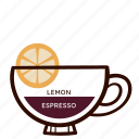 romano, espresso, lemon, coffee, cafe, drink