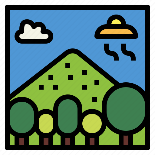 Landscape, mountain, spaceship, tree, ufo icon - Download on Iconfinder