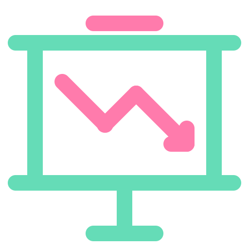 Down, trend, blue, pink, direction icon - Free download