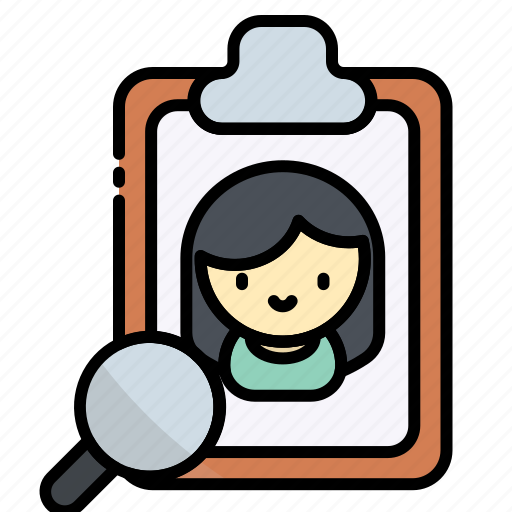 Recruitment, search recruitment, search woman, find, search, interview, hiring icon - Download on Iconfinder