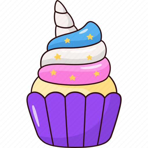 Cupcake, bakery, sweet, unicorn, cake, food icon - Download on Iconfinder