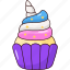 cupcake, bakery, sweet, unicorn, cake, food 
