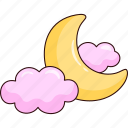 moon, night, clouds, sky, crescent, weather