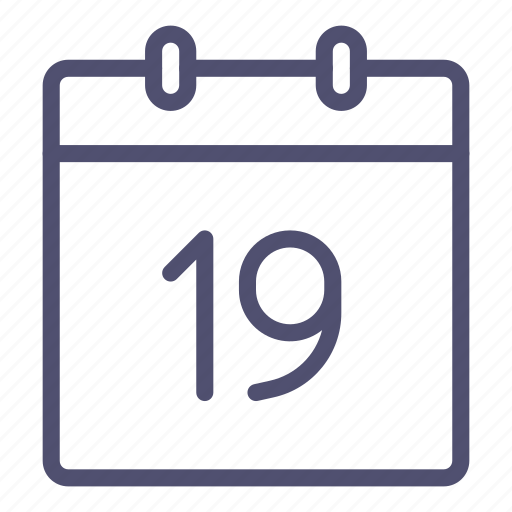 Calendar, date, nineteenth, 19 icon - Download on Iconfinder