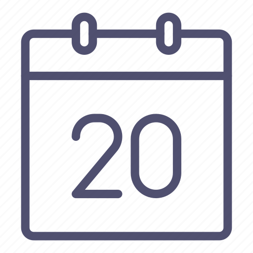Calendar, date, twentieth, 20 icon - Download on Iconfinder