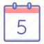 calendar, day, fifth, 5 