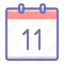 calendar, date, eleventh, 11 