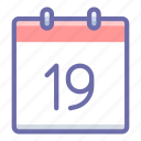calendar, date, nineteenth, 19