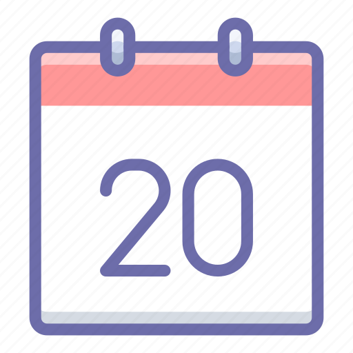 Calendar, day, twentieth, 20 icon - Download on Iconfinder