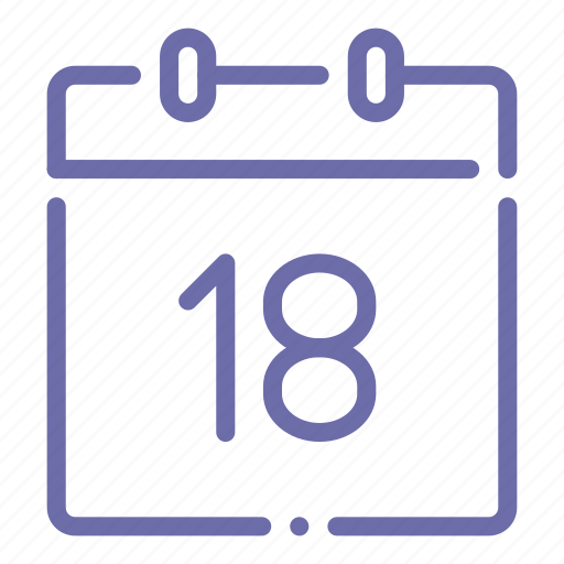 Calendar, date, day, eighteenth, 18 icon - Download on Iconfinder