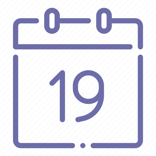 Calendar, date, day, nineteenth, 19 icon - Download on Iconfinder