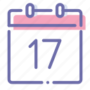 calendar, date, day, seventeenth