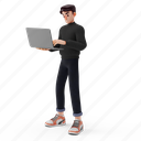 male, man, guy, people, laptop, standing, computer, online, technology, device, person, business, user 