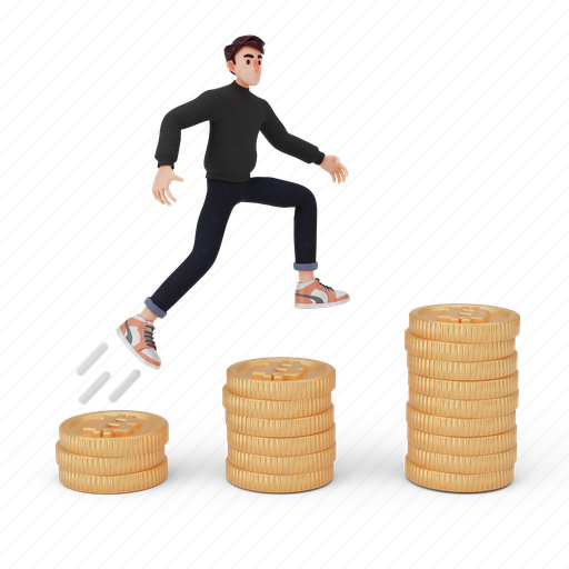 Male, man, guy, people, coin, jump, money 3D illustration - Download on Iconfinder