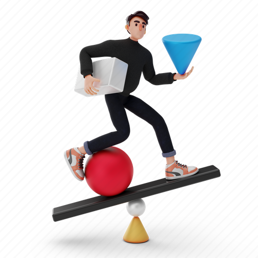 Male, man, guy, people, balance, person, justice 3D illustration - Download on Iconfinder