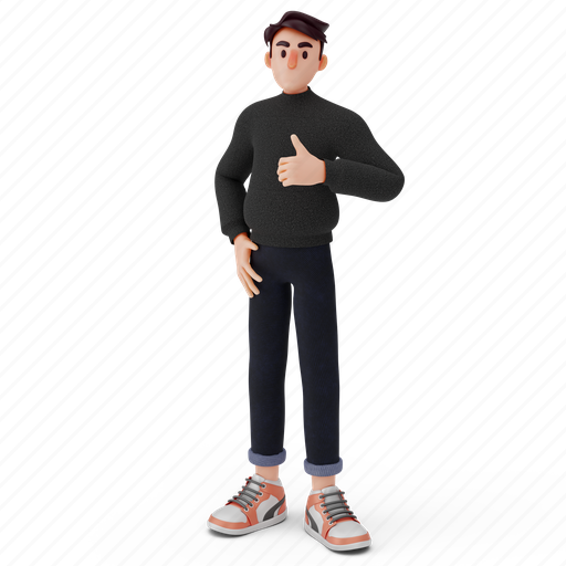 Male, man, guy, people, thumb up, business, profile 3D illustration - Download on Iconfinder