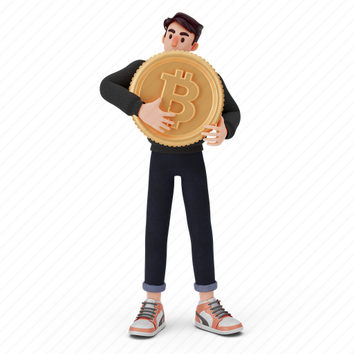 Male, man, guy, people, hold bitcoin, profile, avatar 3D illustration - Download on Iconfinder