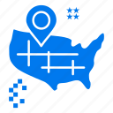 american, location, map 