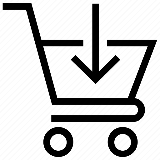 Arrow, down sing on cart, shopping cart, shopping cart arrow icon - Download on Iconfinder