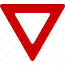 give way, red, road, stop, traffic, triangle, yield