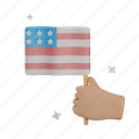 3d flag, usa, america, state, american, independence day, flag, hand 