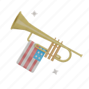 3d trumpet, usa, flag, america, independence day, united state, trumpet 