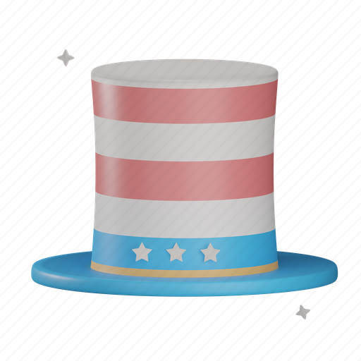 3d hat, usa, america, state, independence day, american 3D illustration - Download on Iconfinder