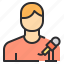 male, microphone, reporter, user 