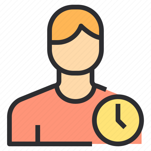 Clock, male, time, user icon - Download on Iconfinder