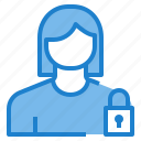 avatar, female, key, lock, profile, user