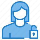 avatar, female, key, profile, unlock, user