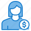 avatar, business, female, money, profile, user 