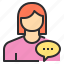 avatar, chat, female, profile, user 