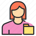 avatar, female, folder, profile, user