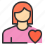 avatar, female, health, heart, profile, user 