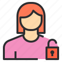 avatar, female, key, profile, unlock, user